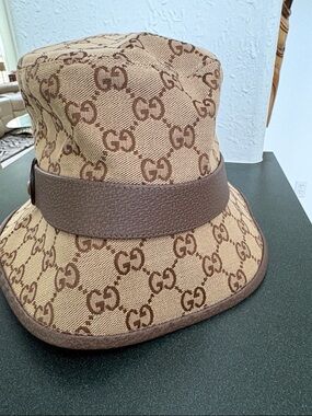 Gucci Beige and Brown GG Canvas Bucket Hat